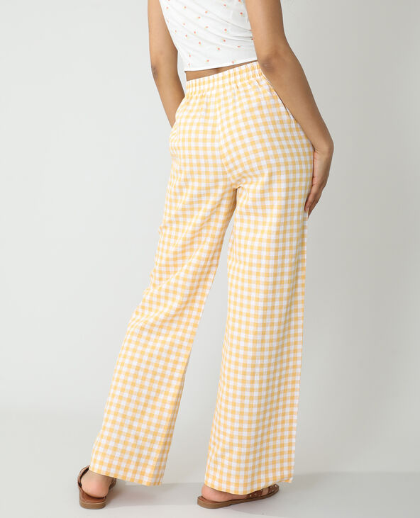 Pantalon wide legs Vichy sable - Pimkie