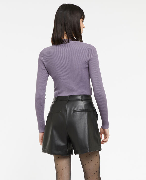 Short taille haute en simili cuir avec pinces noir - Pimkie