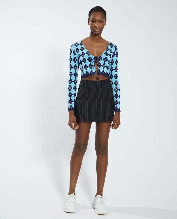 Gilet noué à carreaux bleu clair - Pimkie
