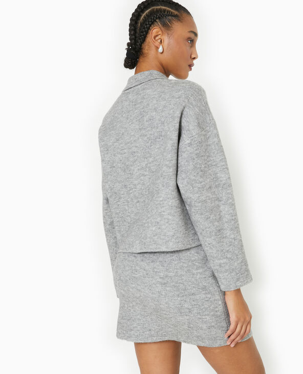 Gilet droit avec boutons fantaisie gris chiné - Pimkie