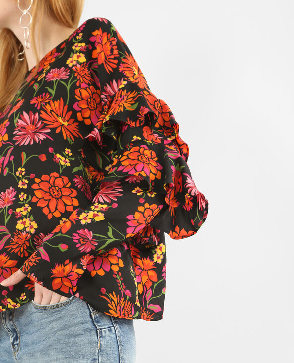 Blouse fluide imprimé fleuri noir - Pimkie