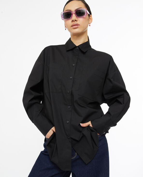 Chemise oversize unie noir - Pimkie