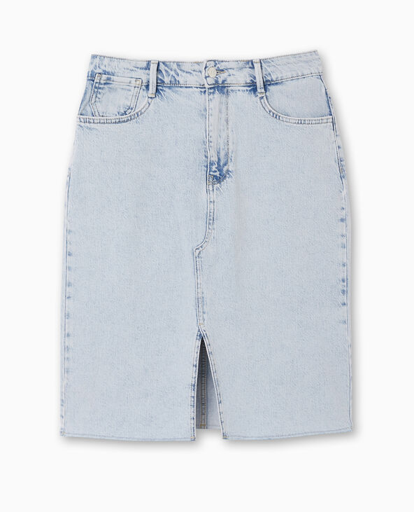 Jupe en jean longueur genoux bleu clair - Pimkie