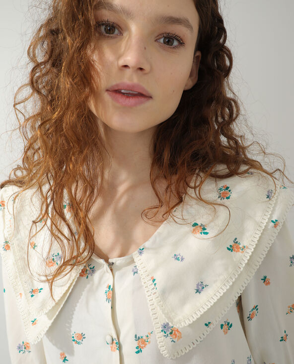Chemise fleurie maxi col écru - Pimkie