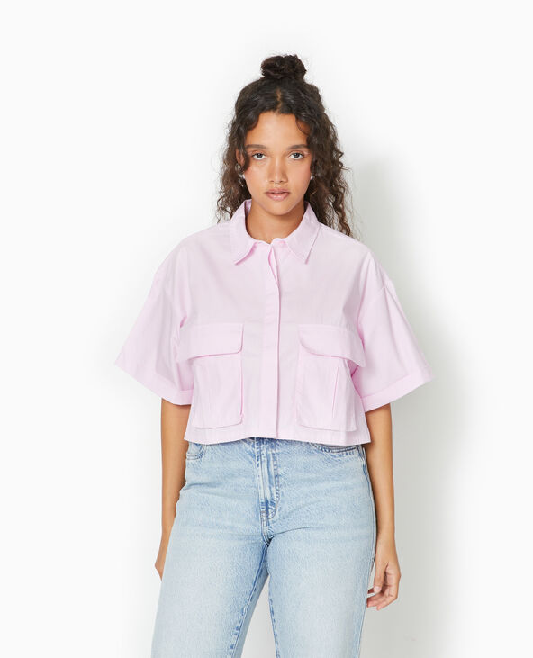 Chemise cropped avec poches plaquées Rose poudré - Pimkie