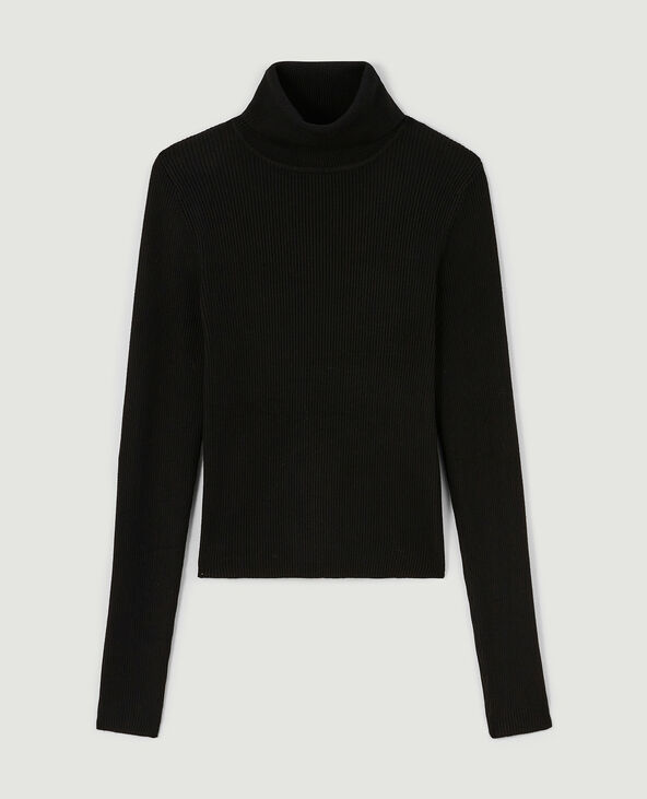 Pull à col roulé court noir - Pimkie