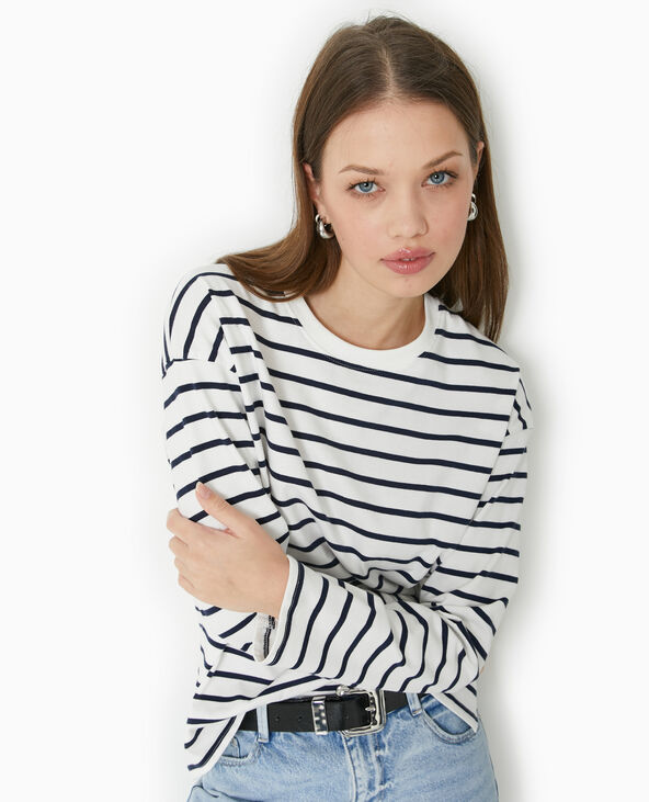 Marinière oversize manches longues blanc - Pimkie