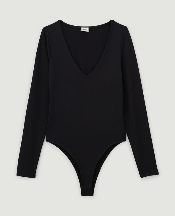 Body manches longues en matière gainante noir - Pimkie