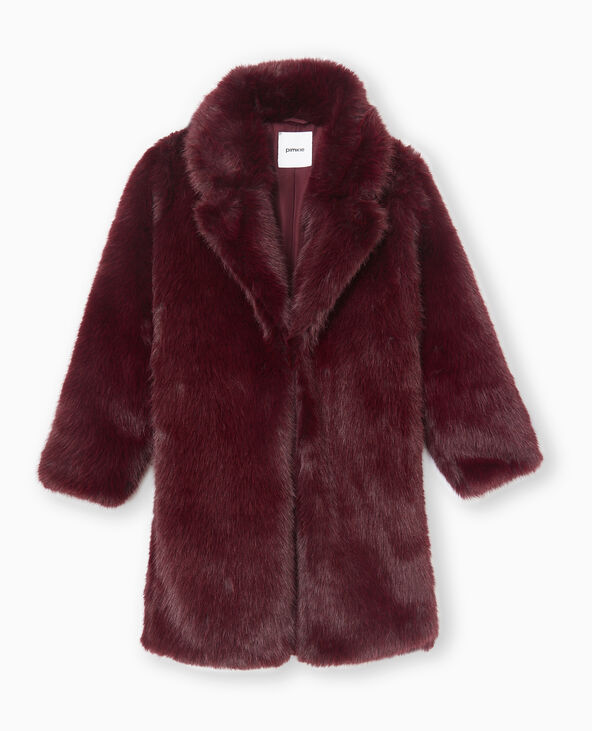 Manteau en fausse fourrure bordeaux - Pimkie