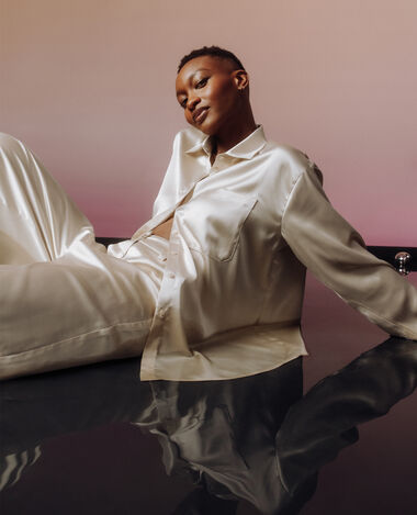 Chemise oversize en satin sable - Pimkie