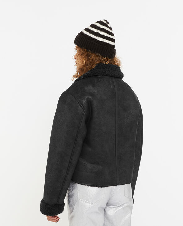 Blouson en suédine et sherpa façon peau lainée gris foncé - Pimkie