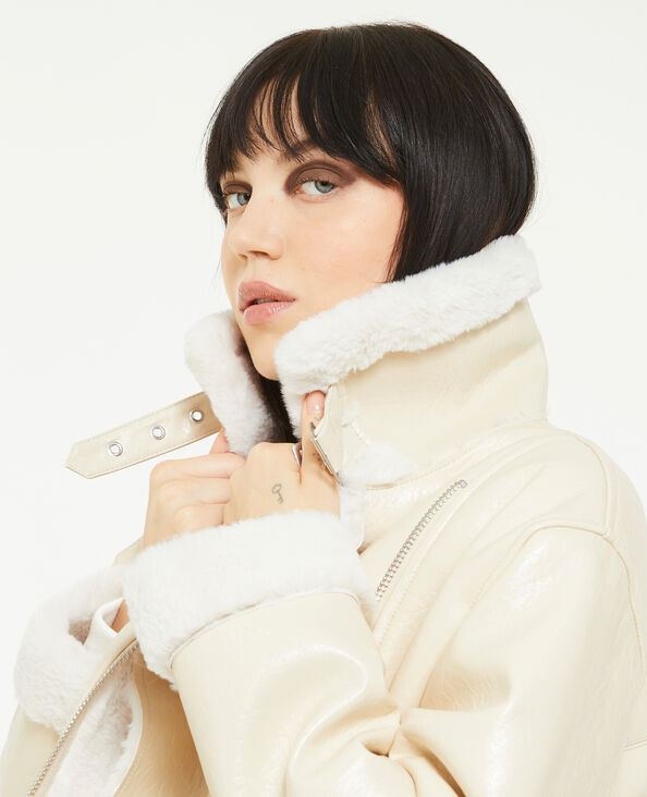 Blouson simili cuir avec doublure fourrure sable - Pimkie