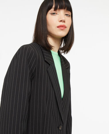 Veste blazer droite avec fines rayures noir - Pimkie