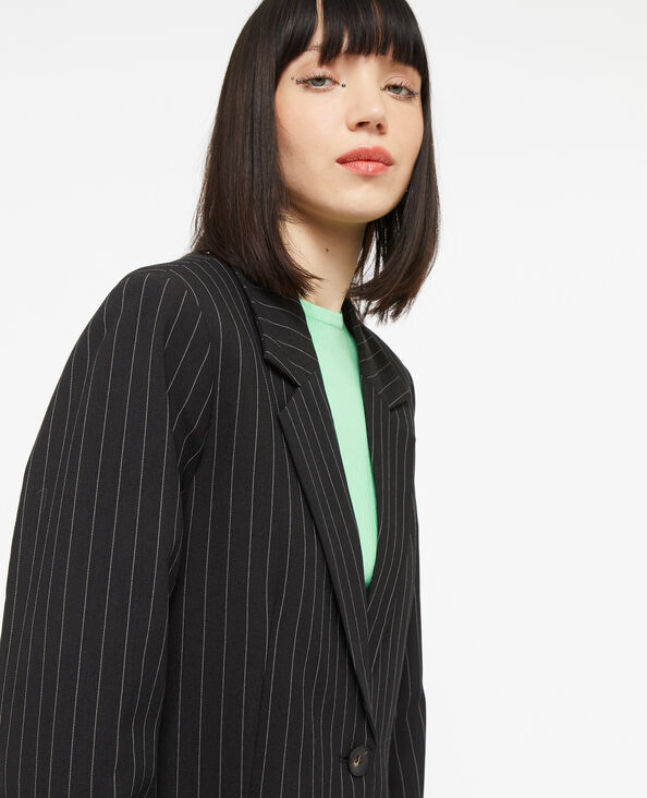 Veste blazer droite avec fines rayures noir - Pimkie