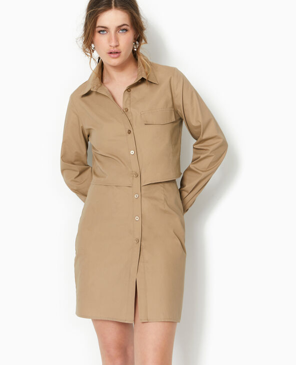 Robe chemise avec cut out beige - Pimkie