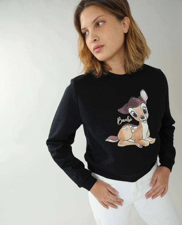 Sweat molleton Bambi noir - Pimkie