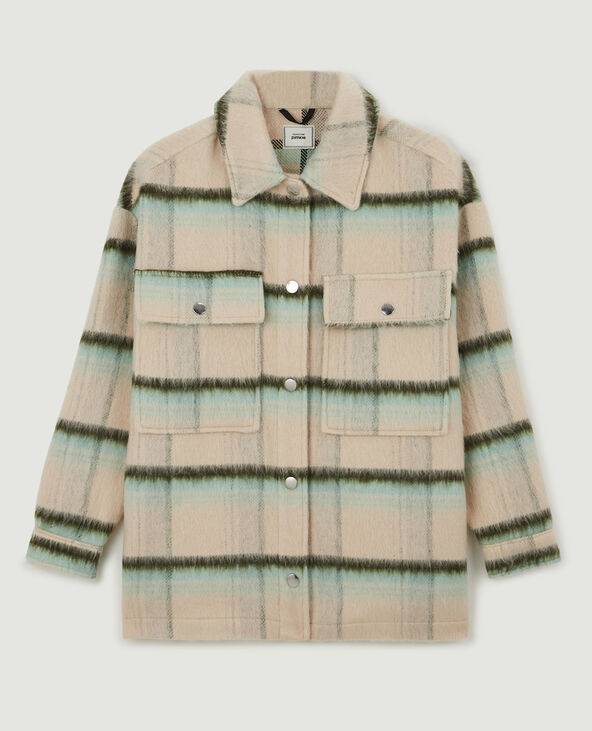 Surchemise oversize à carreaux écru - Pimkie