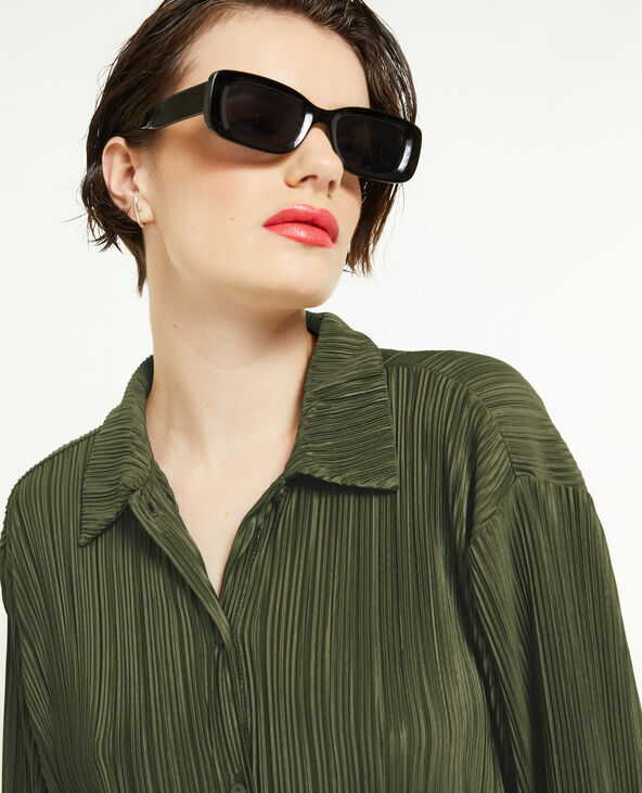 Chemise maille plissée vert kaki - Pimkie