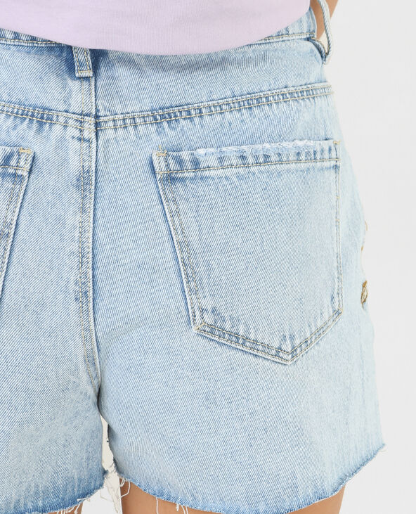 Short en jean à broderies bleu - Pimkie