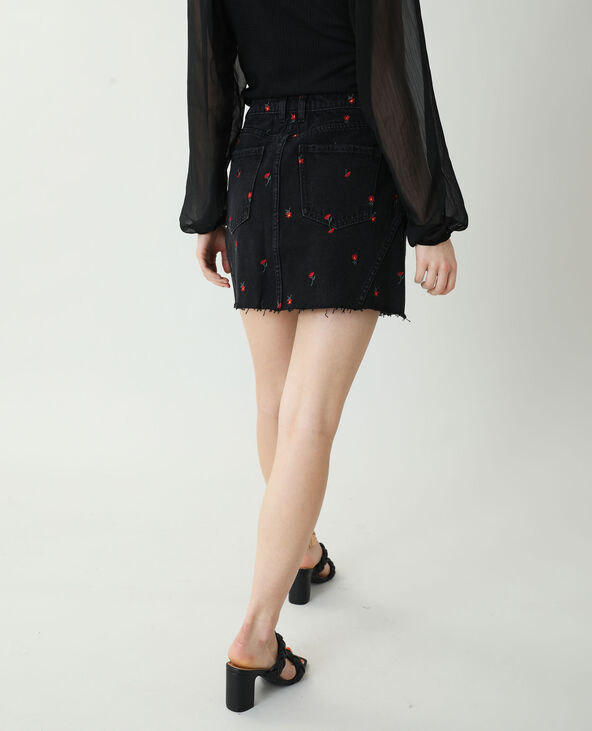 Jupe en jean fleurs Pimkie