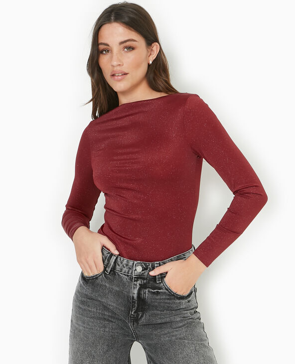 Body en maille avec lurex bordeaux - Pimkie