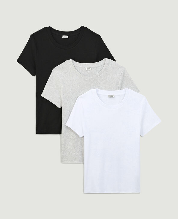 Lot de 3 t-shirts basiques manches courtes gris chiné - Pimkie