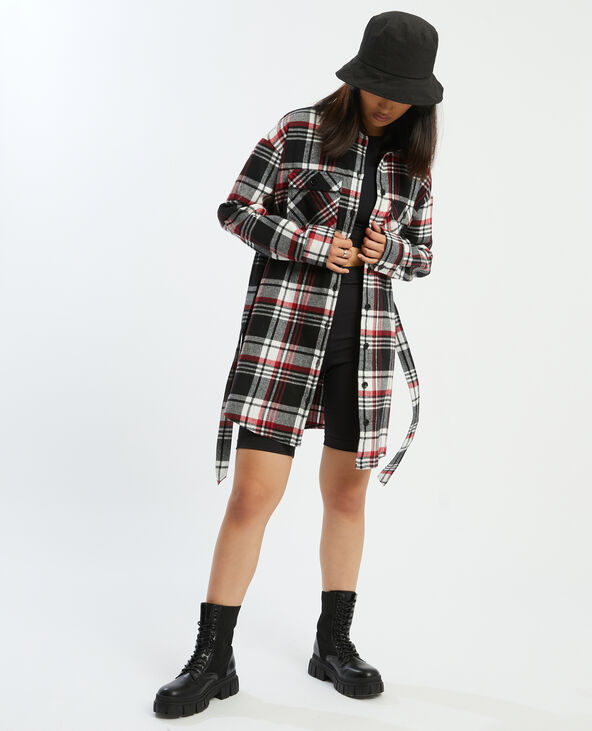Chemise longue à carreaux gris - Pimkie