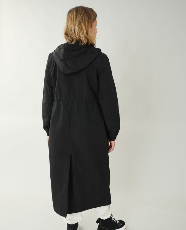 Manteau long coupe-vent noir - Pimkie