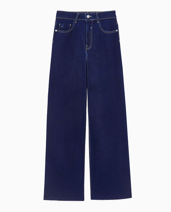 Jean wide taille hautes avec bas coupés bleu - Pimkie