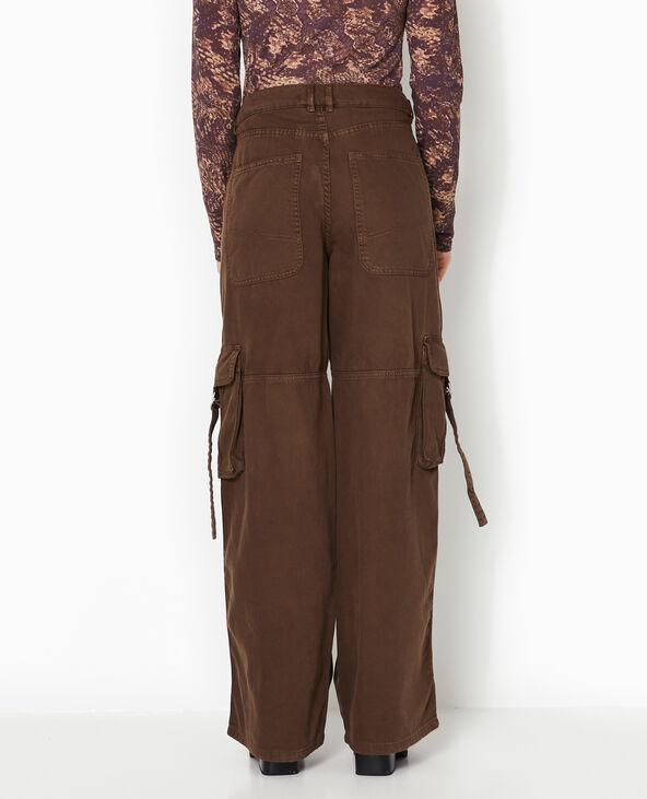 Pantalon large cargo en toile marron - Pimkie