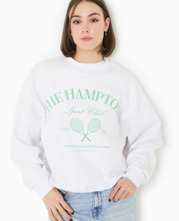 Sweat col rond avec grand print devant blanc - Pimkie