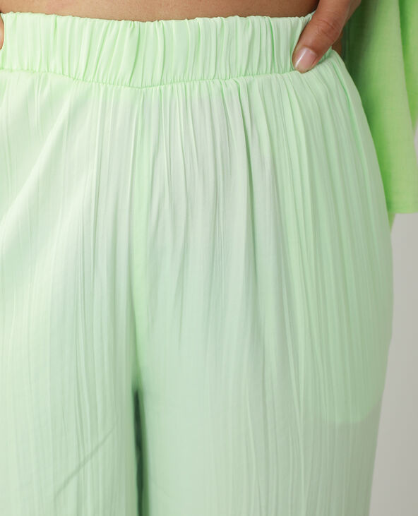 Pantalon wide leg plissé vert clair - Pimkie