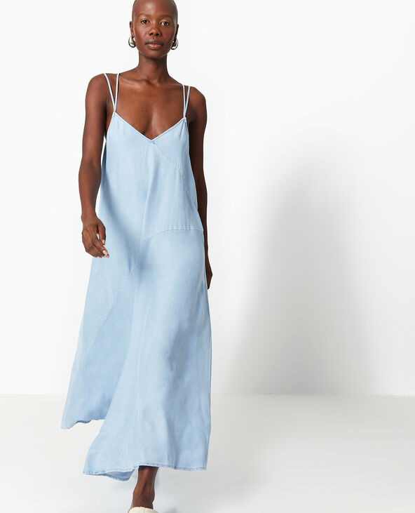 Robe longue en tissu effet jean bleu - Pimkie