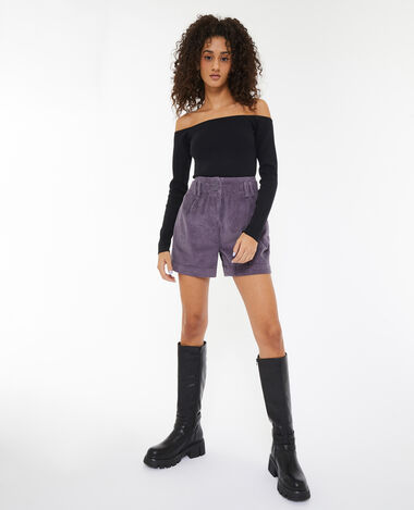 Short velours taille haute avec pinces lilas - Pimkie