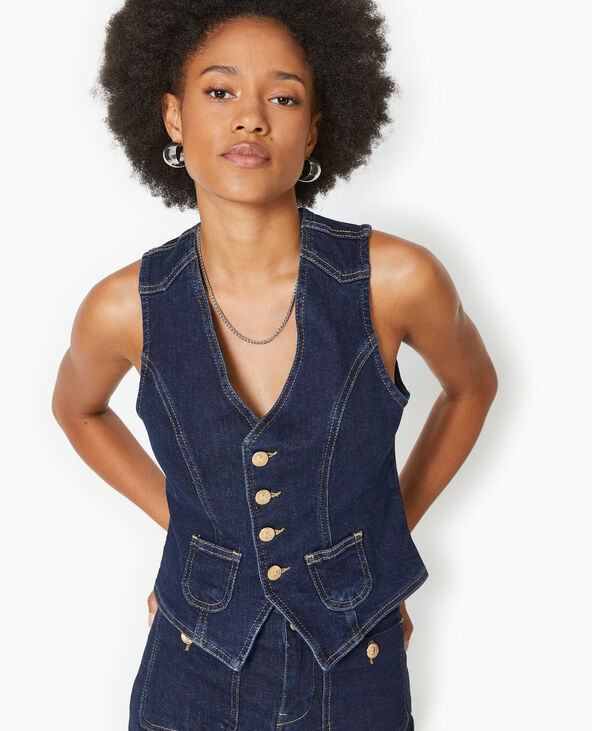Gilet de barman en jean bleu - Pimkie