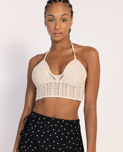 Top dos-nu en crochet sable - Pimkie