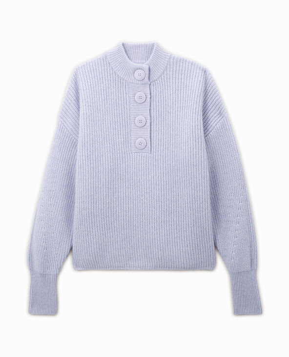 Pull grosse maille avec col boutonné lilas - Pimkie