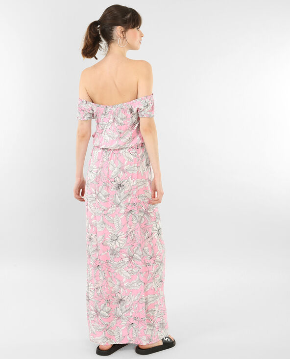 Robe longue à col bardot rose - Pimkie