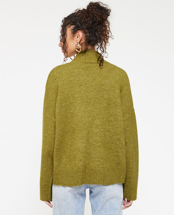 Pull oversize col montant  vert olive - Pimkie