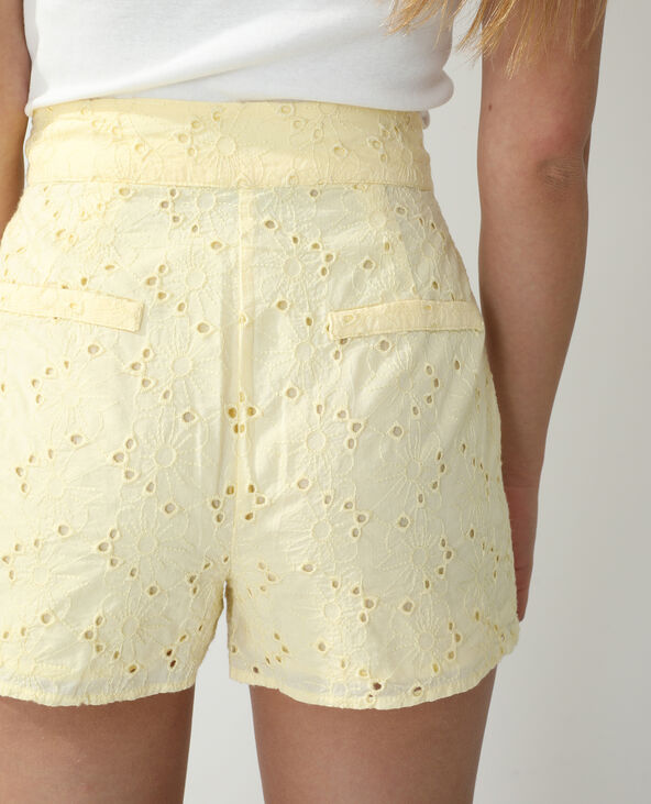 Short broderie anglaise jaune - Pimkie