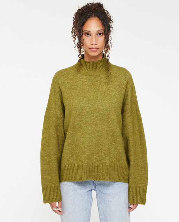 Pull oversize col montant  vert olive - Pimkie