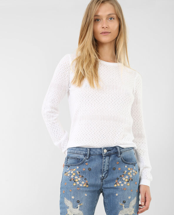 Pull ajouré blanc - Pimkie