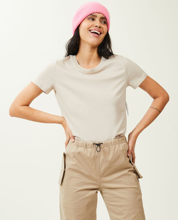 T-shirt basique col rond sable - Pimkie