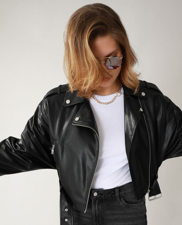Veste biker en simili cuir