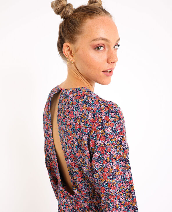 Petite robe à fleurs bleu foncé - Pimkie