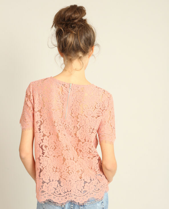 Tee shirt dentelle rose best sale