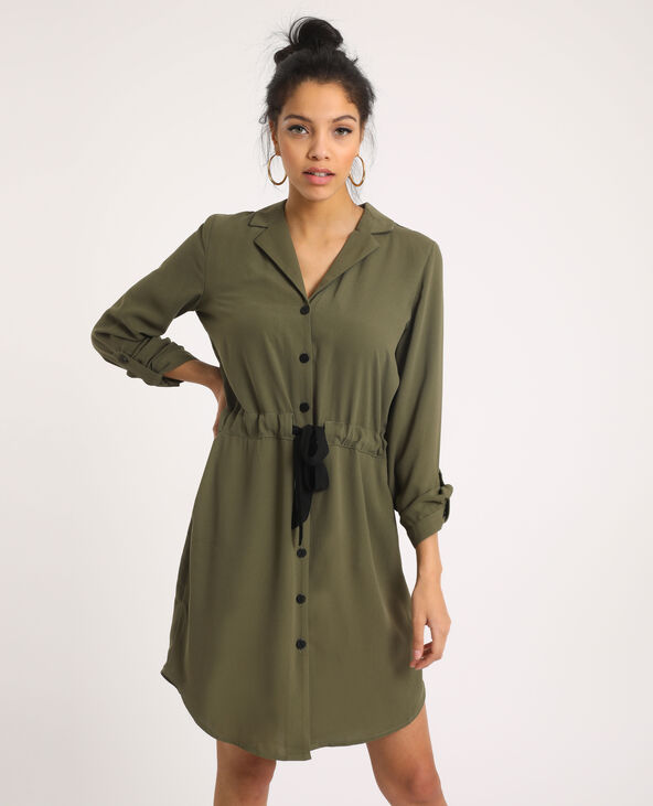 Robe ceinturée taupe - Pimkie