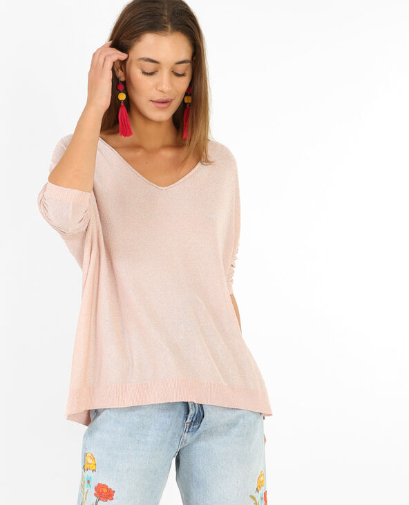 Pull en lurex rose clair - Pimkie