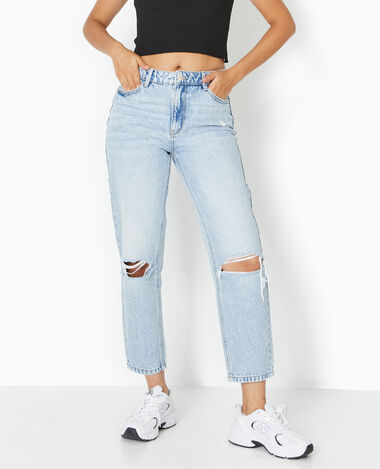 Jean troué bleu femme shop