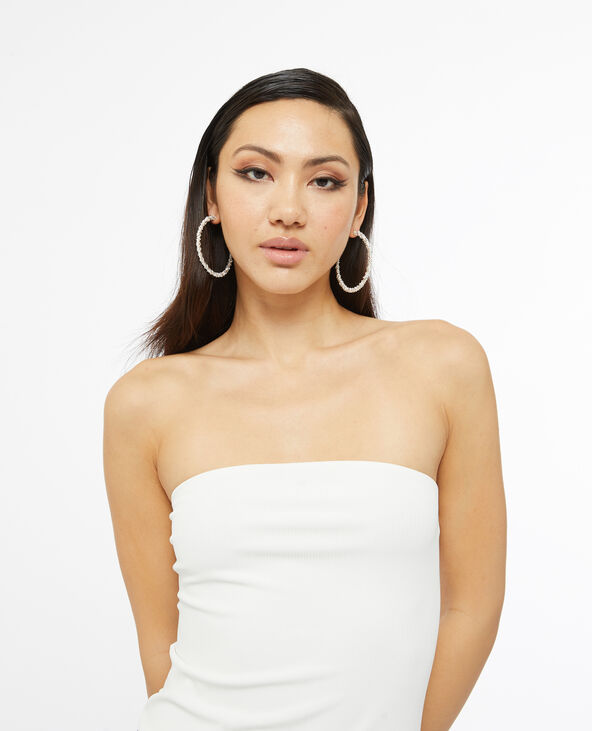 Top bustier en maille côtelée blanc - Pimkie